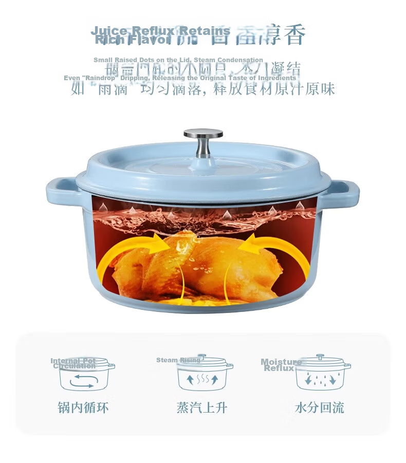 CaROTE Enamel Cast Iron Pot 26cm Non-Stick Stew Pot Casserole Soup Pot Induction Cooker Compatible 11