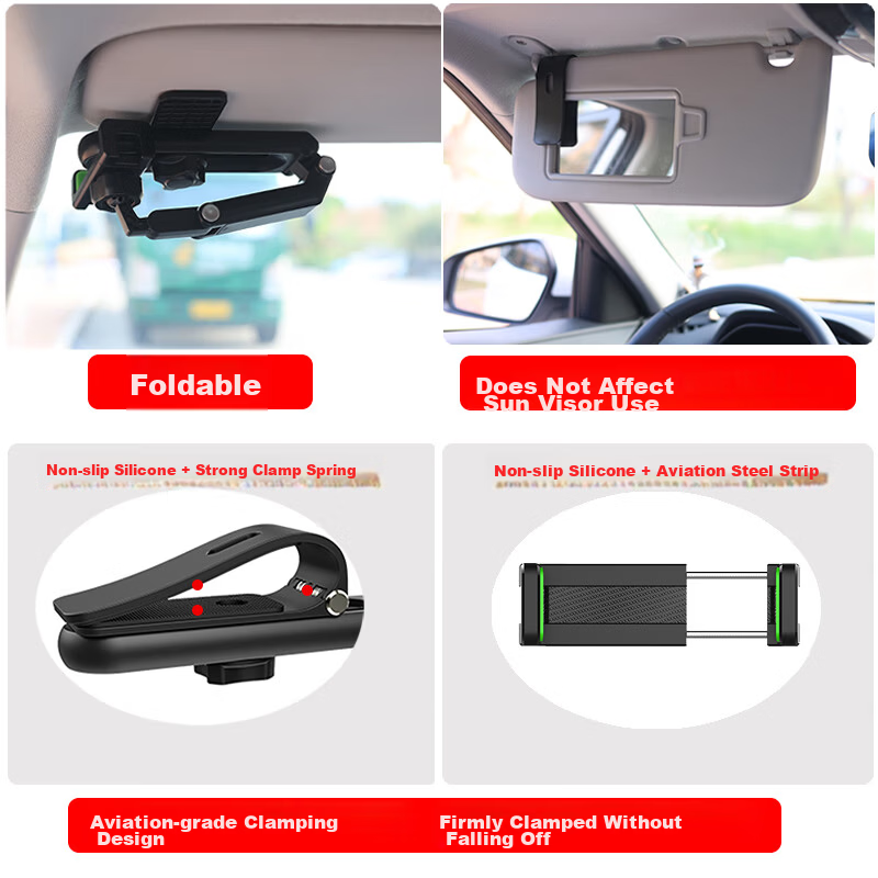Digalun Sun Visor Car Phone Holder Multifunctional Rearview Mirror Car Mount Support Clip Desktop Car AR Navigation Phone Stand Universal Decorative Accessories 3