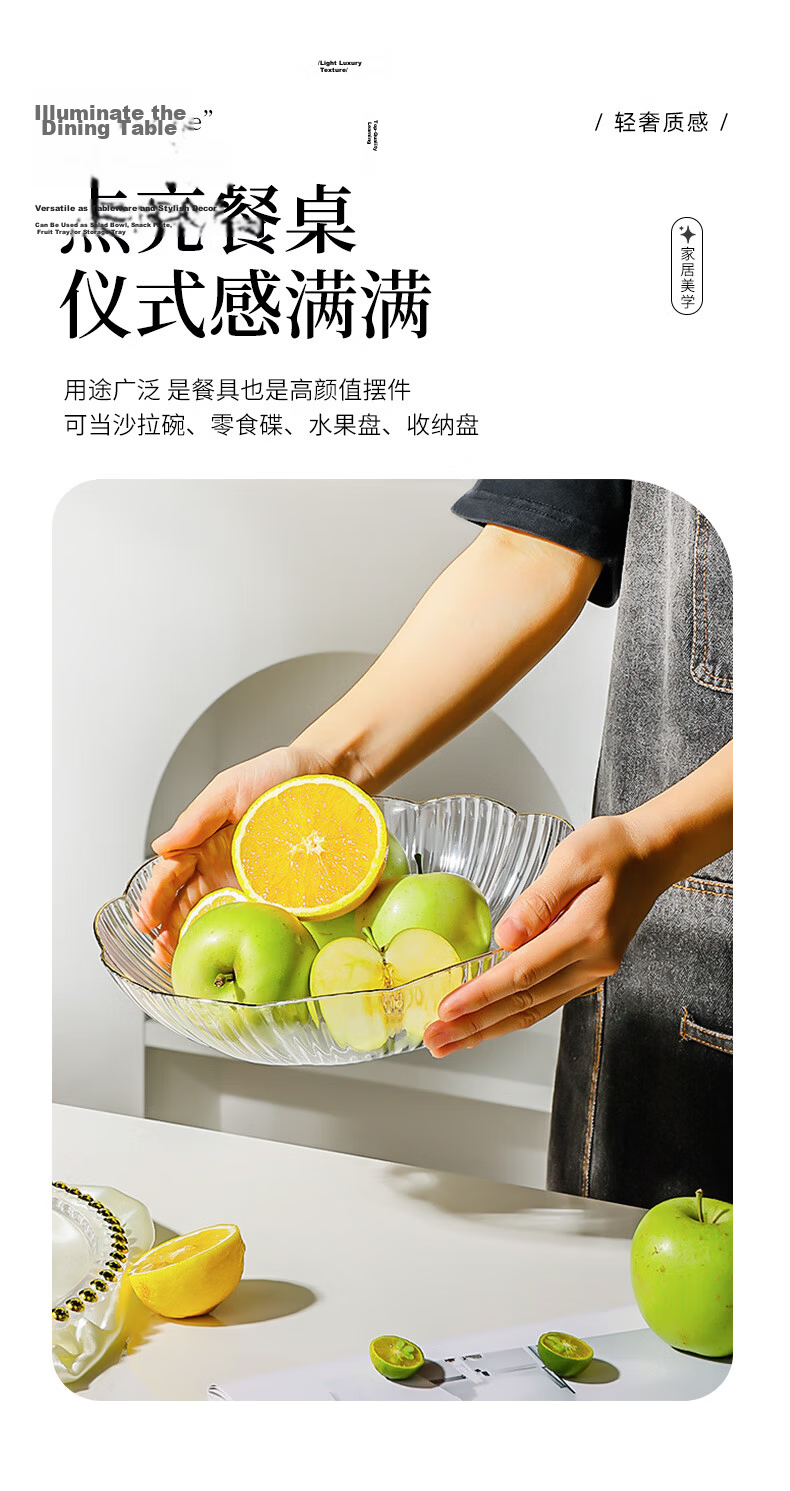 CAIZHI Fruit Plate, Simple Home Dried Fruit Tray, Living Room Snack Dish, Nut And Candy Storage Plate with Lace Edge, Transparent CZ6638 11