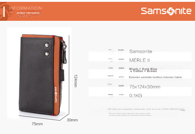 Samsonite Men's Multifunctional Leather Key Case Card Holder Coin Purse Key Organizer Birthday Gift TK7 4