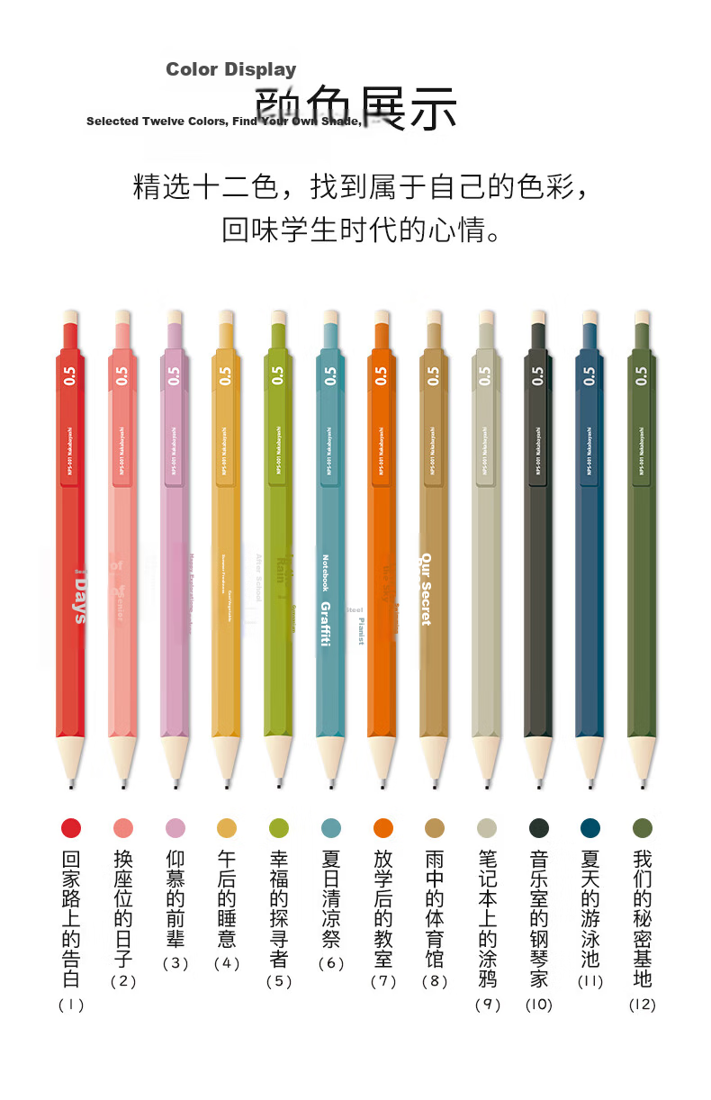 Nakabayashi Automatic Pencil with Durable Lead, Hexagonal Shaft, Replaceable Refills, School Supplies for Elementary Students, Children's Kindergarten Writing Pencils, Hexagonal Lead Refills 0.3mm·HB 8