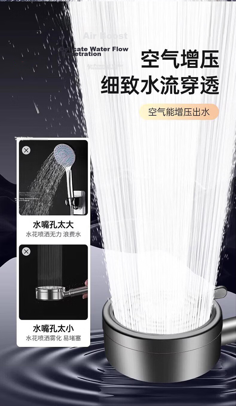 HOMK Seiko Shower Head High-Pressure Shower Set 304 Bathroom Shower Head with Hose 6