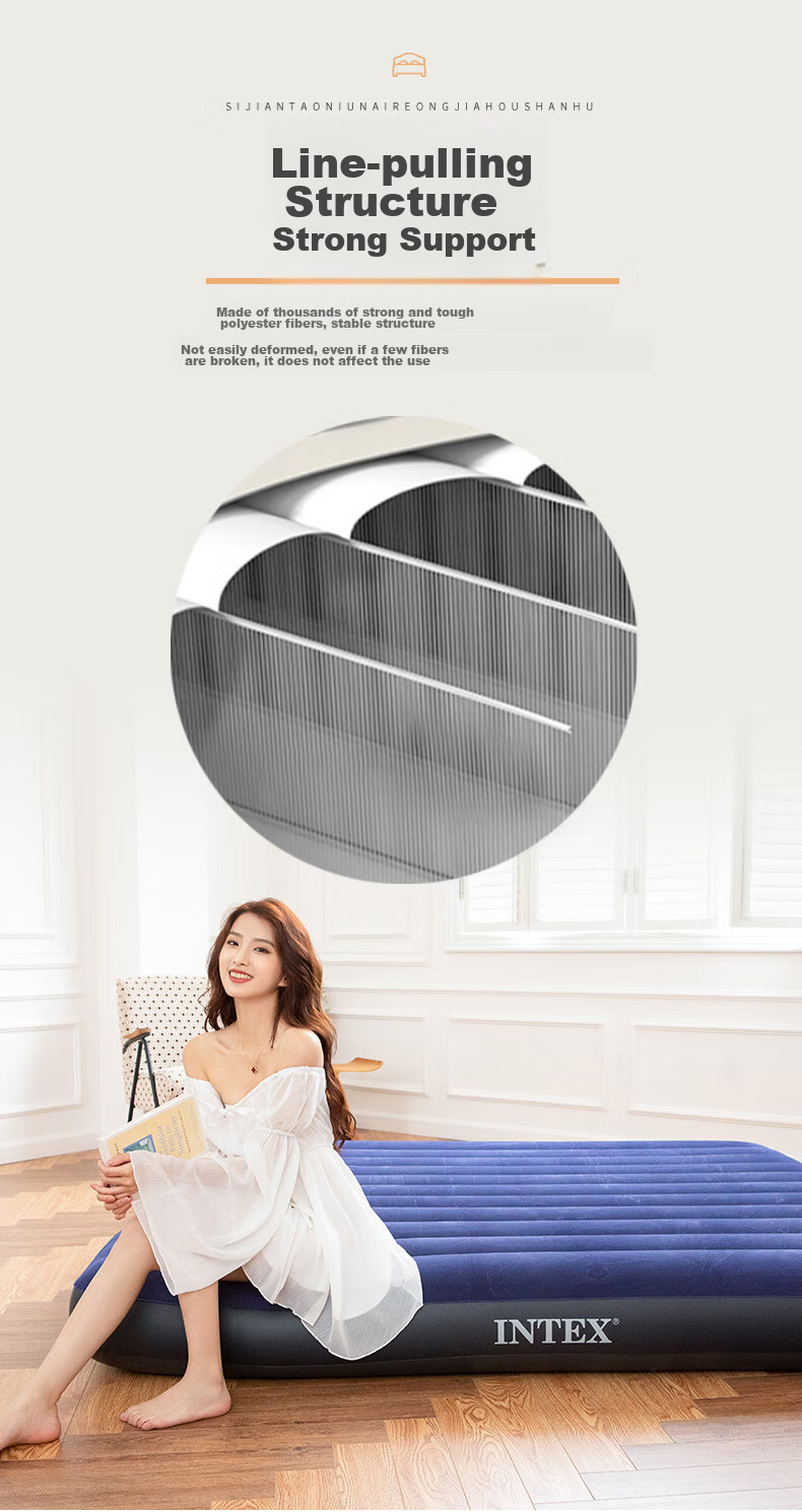 INTEX Three-Person Extra-Large Air Mattress Inflatable Bed for Home Nap, Outdoor Tent Folding Bed without Pump 64755N 5