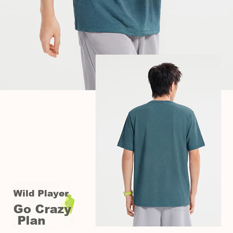 361° Men's T-Shirt Spring Summer New Quick-Dry Loose Outdoor Sports Casual Short Sleeve Top 652623102-2 23
