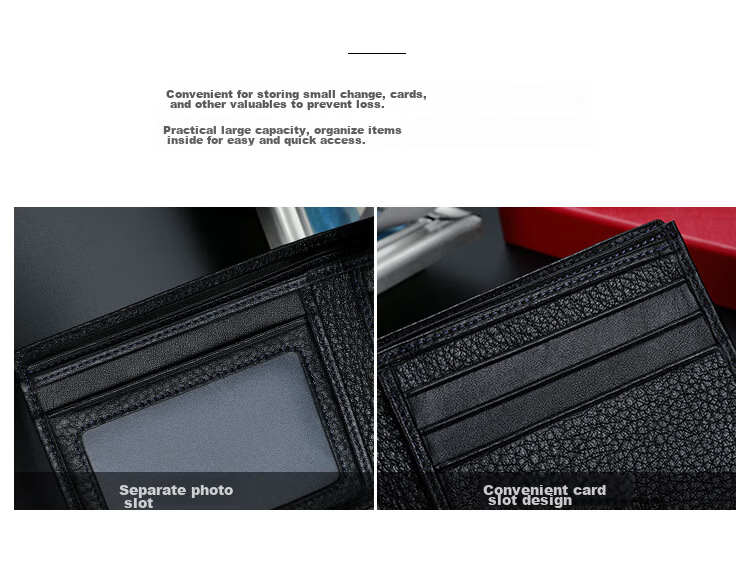 Goldlion Men's Wallet Gift Box Horizontal Bi-Fold Short Leather Wallet Card Holder Birthday Gift 8