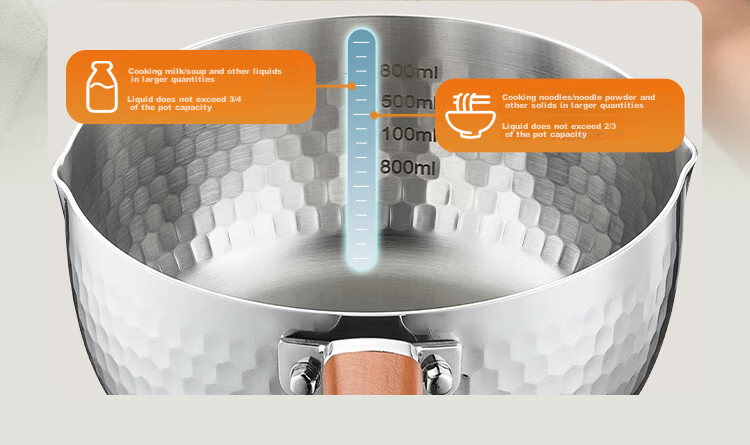 JD Original Stainless Steel Hammered Snow Pan [Thickened 316L with 304 Steamer], Baby Food Pot Milk Pot Set, 18cm 21