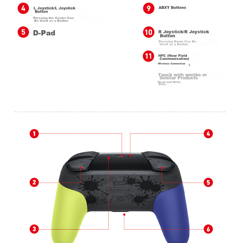 Nintendo Switch Pro Controller First Generation OLED Long-Lasting Gamepad Hong Kong Version, Guandao Limited Edition Controller, Switch Accessories, Bluetooth 6
