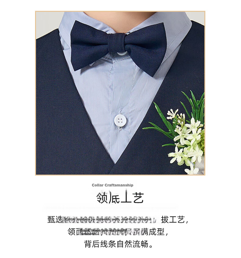 ROMON Children's Formal Suit Boys Graduation Set Birthday Suit Holiday Performance Navy Blue 170 14