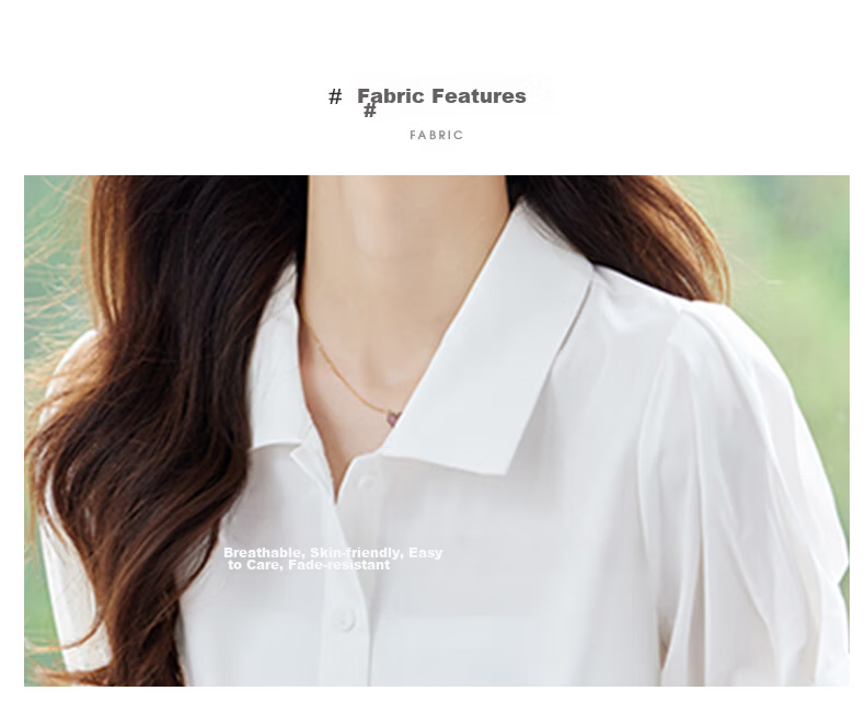 Jeanswest Women's White Short Sleeve Shirt with Lapel Collar Summer Professional Commuting Top, Size L 2