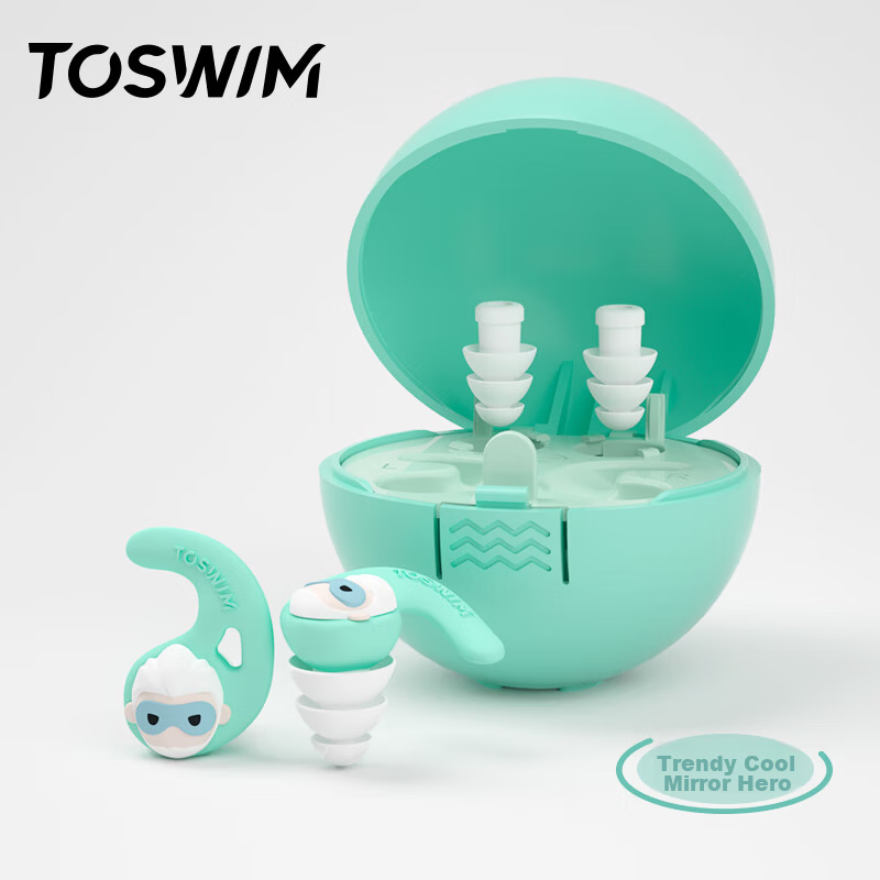 TOSWIM Swimming Earplugs Comfortable Waterproof Ear Fitting Bathing Anti-Water Earplugs for Kids Trendy Mirror Hero
