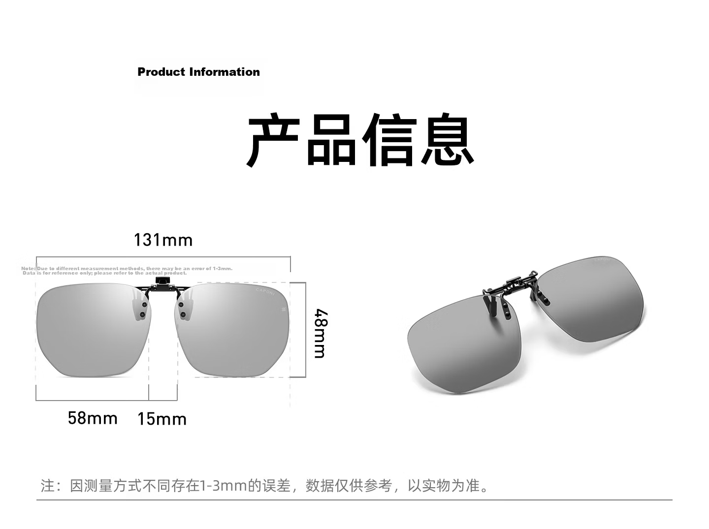 CAPONI Polarized Clip-On Sunglasses for Men, Prescription Compatible, Anti-Glare, UV Protection, Driving Sunglasses 31