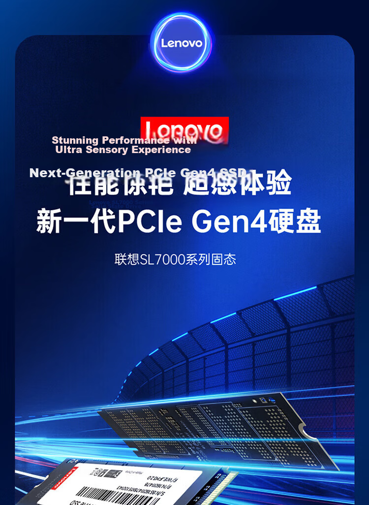 Lenovo 256GB SSD Solid State Drive M.2 Interface (NVMe Protocol), SL700, PCIe 3.0, Compatible with Desktop And Laptop Computers 1