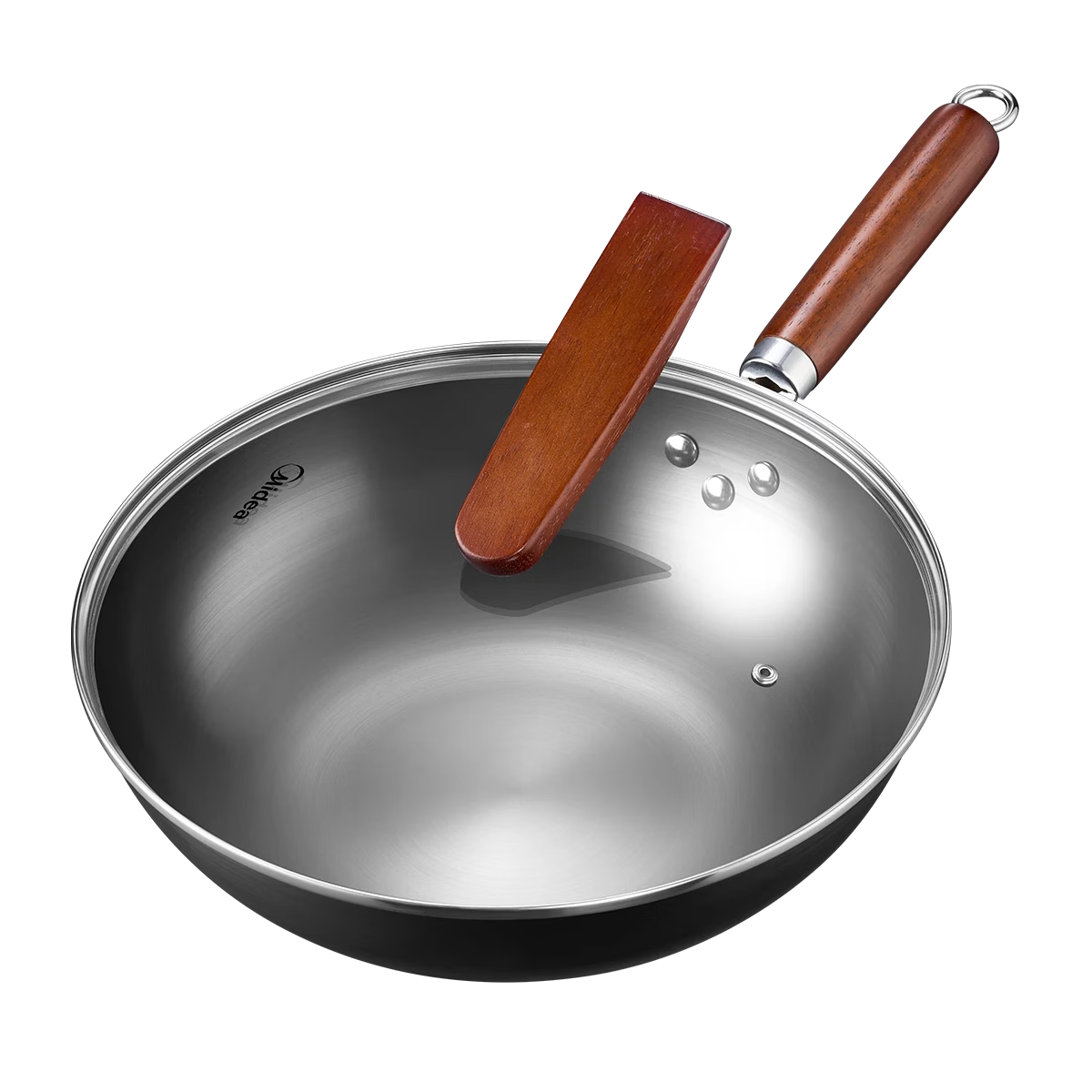 Midea Cast Iron Wok, Healthy 0 Coating, Non-Stick, Round Bottom, Household Stir-Fry Pan, Rust-Resistant, Compatible with Gas and Concave Stoves