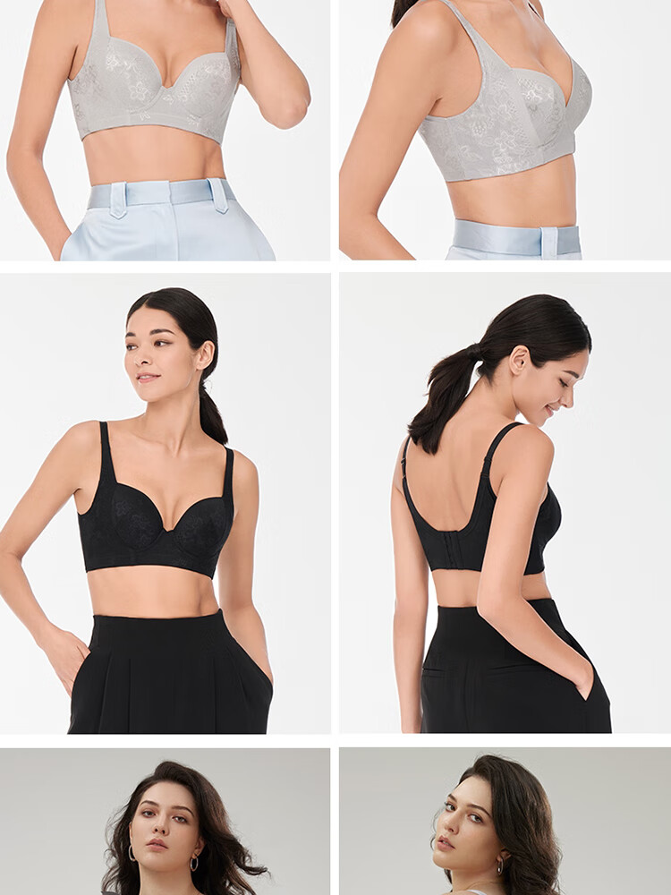 Aimer Push-Up Side Support Adjustable Large Bust Minimizer Sexy Plus Size Bra AM11571 Gray A75 21