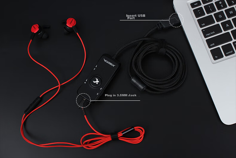 XIBERIA U2 USB External Independent Sound Card 7.1 Channel 3.5mm Audio Interface Converter Computer External Earphone Microphone Speaker Gaming Sound Card Black 9