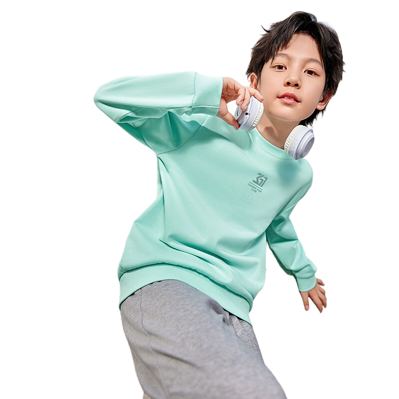 361° Children's Sweatshirt, Spring And Autumn, Boys And Girls 3-14 Years Old, Versatile School Sports Pullover Hoodie, Jade 160