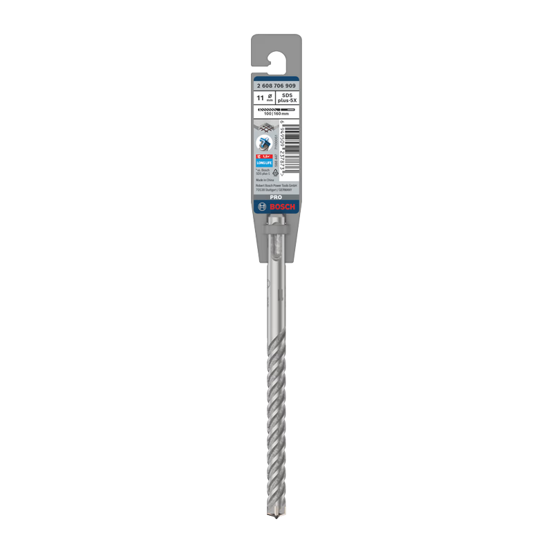 BOSCH Electric Hammer Drill Bit, Four-Hole 5 Series Round Shank, Two-Hole Two-Groove Concrete Masonry Drill Bit, 11x100x160mm, 1 Piece