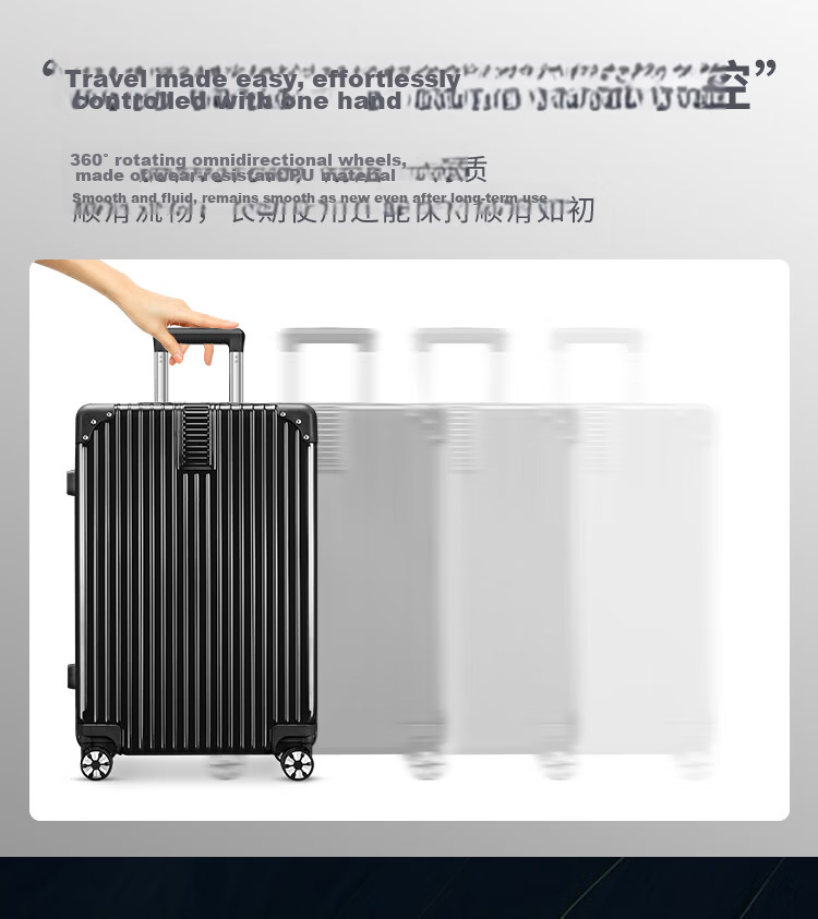 Fandia 26-inch Large Capacity Spinner Trolley Suitcase Travel Luggage Large Size Password Lock Black for Men and Women 10