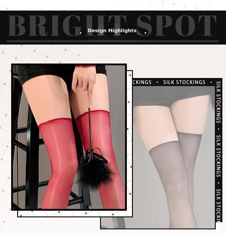 LangSha Silk Stockings for Women, Long Tube Horse Oil Socks, Sexy Intimate Shiny Thigh Socks, Ultra-Thin Black Silk Seamless Over-Knee Stockings 4