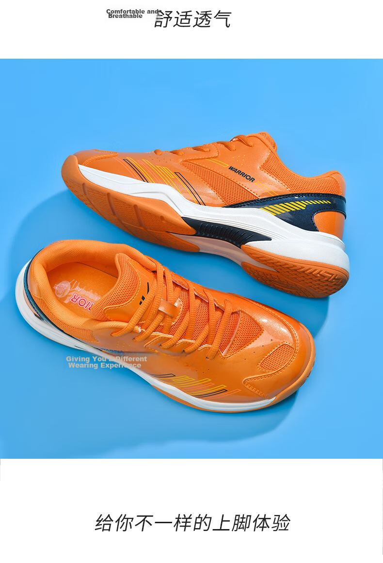Warrior Badminton Shoes Table Tennis Shoes Tennis Shoes Training Shoes Couple Parent-Child Unisex 1109 White Blue Size 40 14