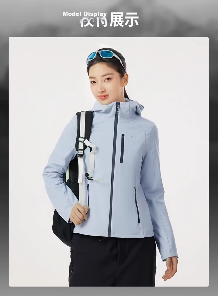 Camel [Dilireba Same Style] Women's Softshell Jacket Two-Piece Set Spring 2026 Windproof Waterproof Fleece Lined Warm Coat 13