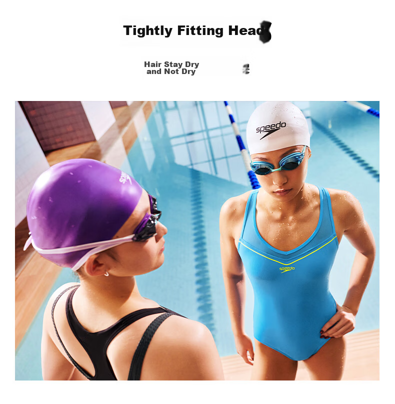 Speedo Racing Swim Cap 3D Smart Fit Professional Training Sharkskin Silicone Waterproof Swim Cap Purple L 8