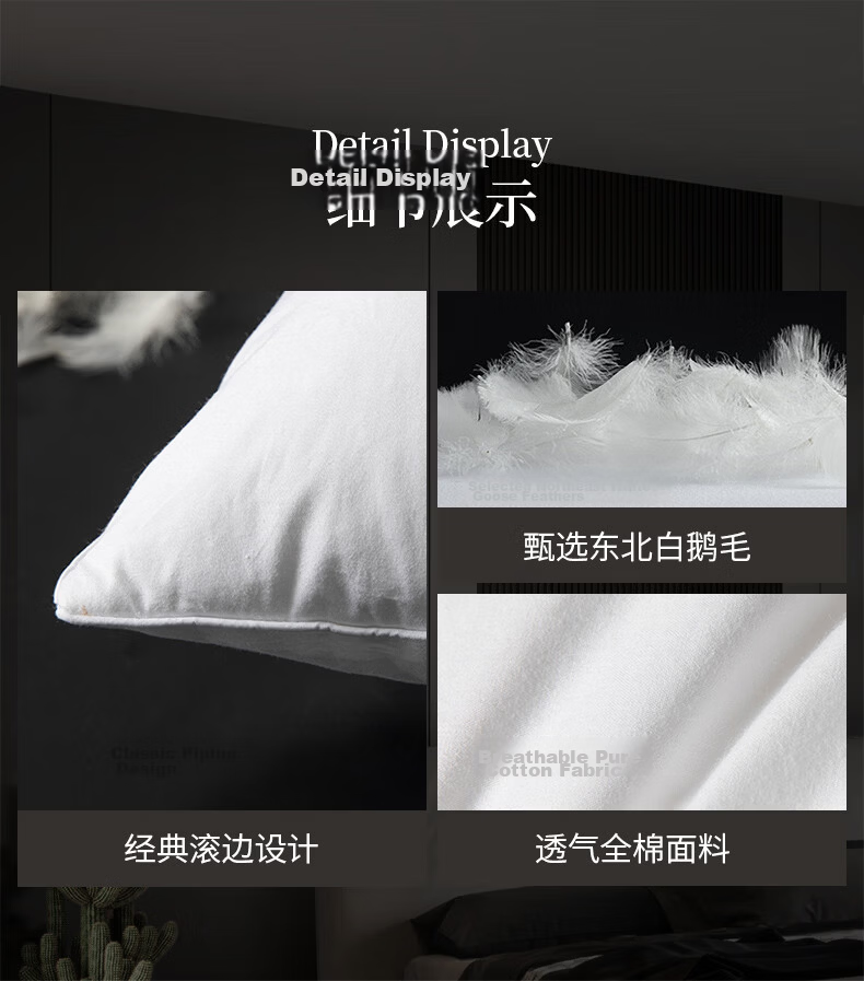 La Torretta A-Class 100% White Goose Down Cotton Pillow Five-Star Hotel Pillow Core Adult Single 13