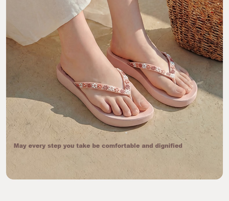 Luo Fu Women's Anti-Slip Flip Flops Bathroom Shower Silent Quick-Dry Slippers LF714010 White Pepper Size 36 16