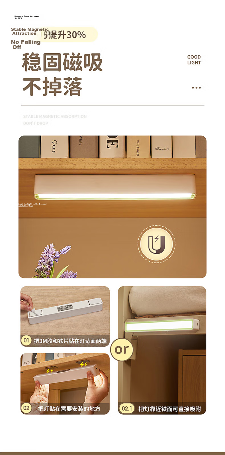 Midea Cool LED Student Reading Lamp Magnetic Bedside Cabinet Light Dormitory Desk Lamp 11