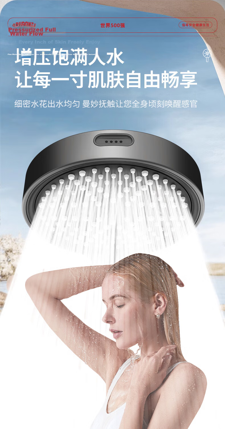 DU PONT Fortune Global 500 Gunmetal Gray Pressurized Shower Head Set with Filter Handheld Shower Head Complete Set 8