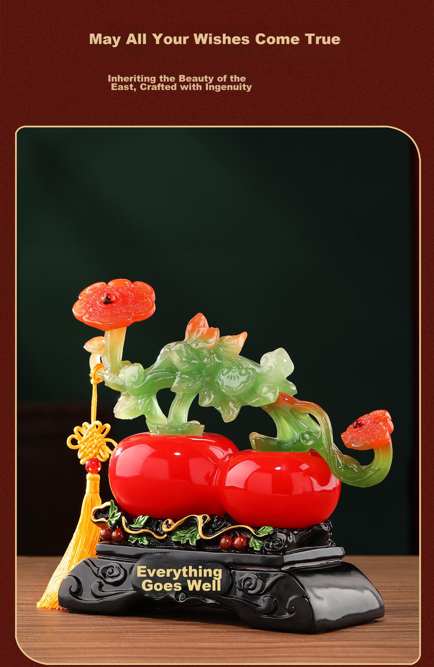 Heshengtang Auspicious Persimmon Ornament High-End Elegant Living Room Entryway Office Decoration Opening Gift Housewarming Present 2