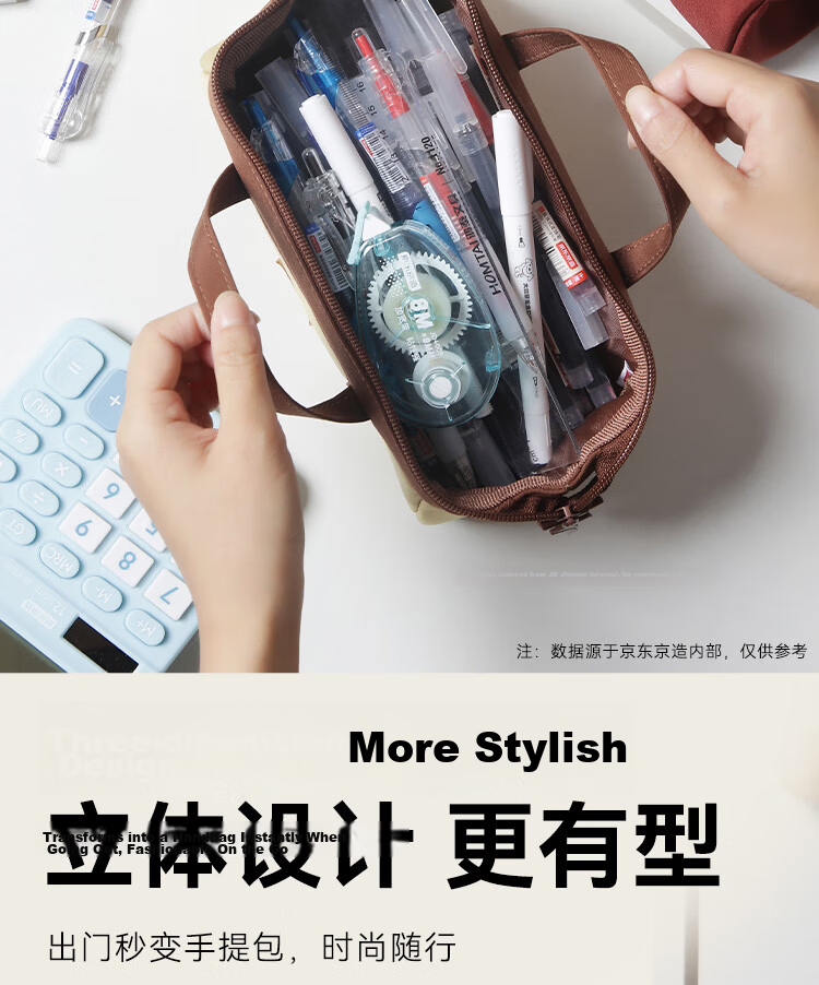 JD Jingdong Jingzao Multifunctional Student Pencil Case Stationery Storage Box Back-to-School Essential Large Opening Pencil Bag with Handle White JD5052 4