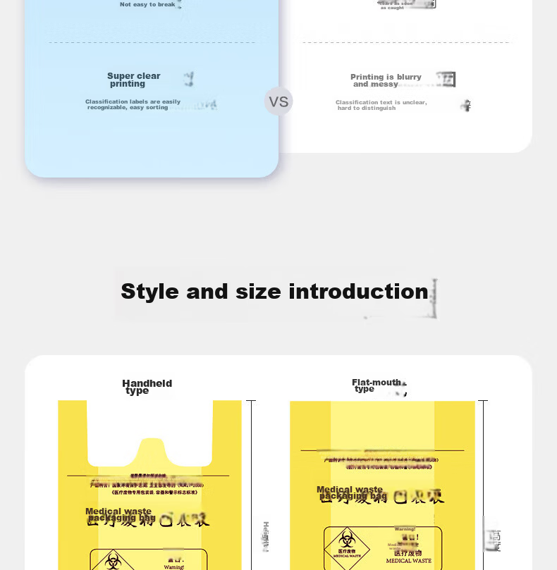Huixiang JD Industrial Private Label Yellow Medical Waste Bags 33x38cm with 10cm Fold Edge Thickness 3.3S Fits 5L Trash Bin 100pcs/Pack 4