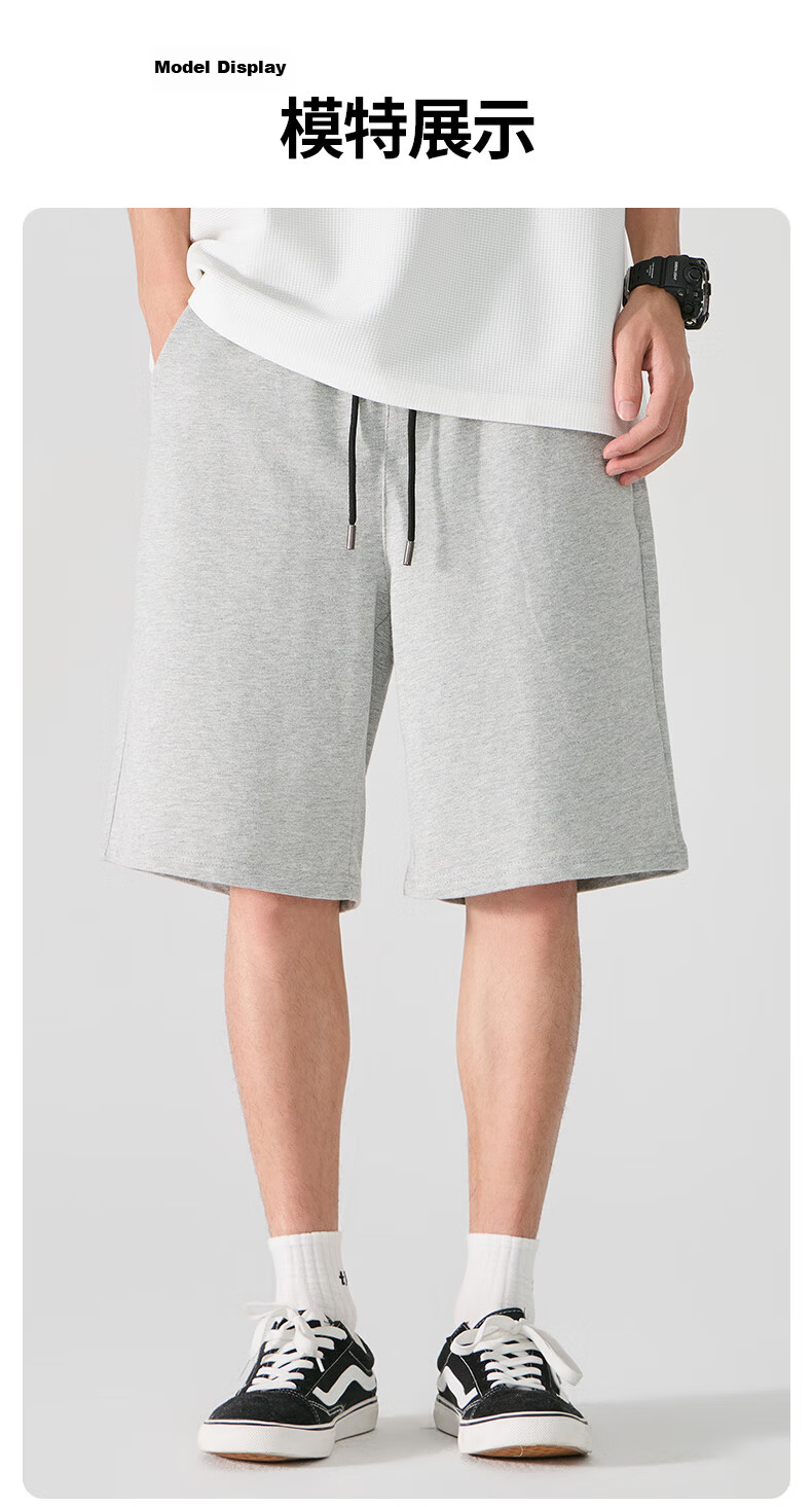 JEEP SPIRIT Men's Pure Cotton 5-Minute Shorts Summer 220G Heavyweight Breathable Versatile Sports Loose Large Size Casual Shorts 10