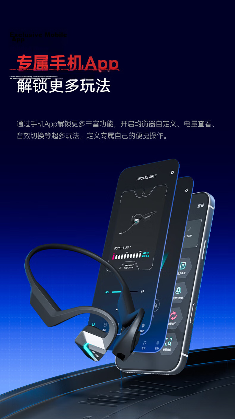EDIFIER HECATE AIR3 Commander 2.4G Bluetooth Wireless Open-Ear Hook Bone Conduction Gaming Earphones Long Battery Life Running Sports Headset Interstellar Black 19