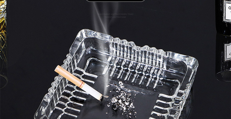 Jidukongjian Glass Ashtray, High-End Office Ashtray, Desktop Ornament, Birthday Gift for Dad, Square Shape 2