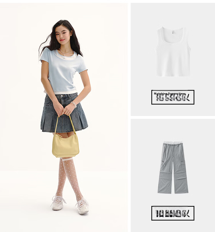 Semir Mall Style | Women's Summer Short Sleeve T-Shirt, Short Slim Fit, Fake Two-Piece, 2026 Versatile Slimming 101326100042 6