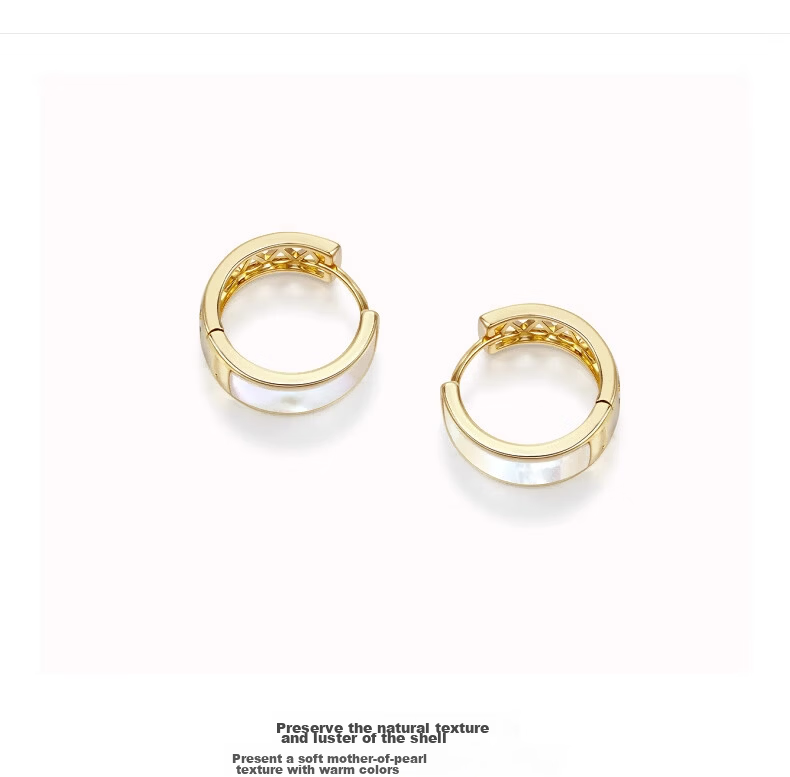 Aji Bean Women's Gold Mother-of-Pearl Vintage Hoop Earrings Luxury Niche Gift for Teacher's Day 2