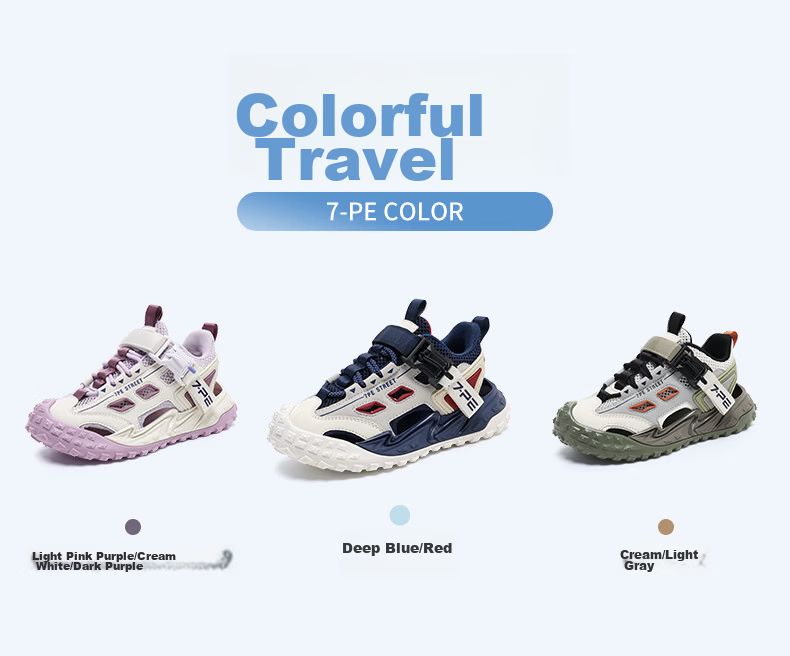 7-PE Boys' Sandals 2026 Summer New Outdoor Breathable Closed-Toe Soft Sole Kids' Sports Creek Shoes for Big Boys 9