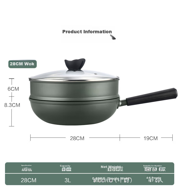 JD Original Non-Stick Wok, Maifanshi Color Cooking Pan for Induction And Gas Stoves, Flat Bottom Frying Pan 30cm, Spatula Included 17