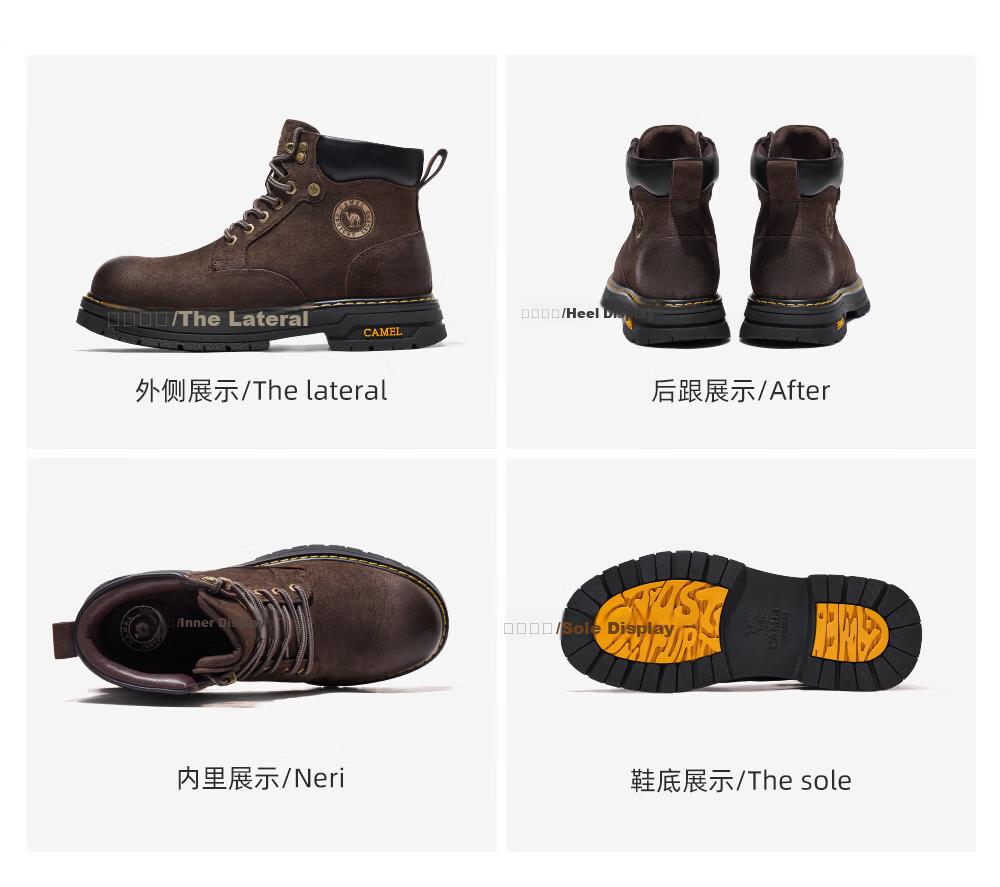 CAMEL Wang Junkai Edition Martin Boots High-top Outdoor Work Yellow Boots Men GE122W7757T Golden Yellow 42 37