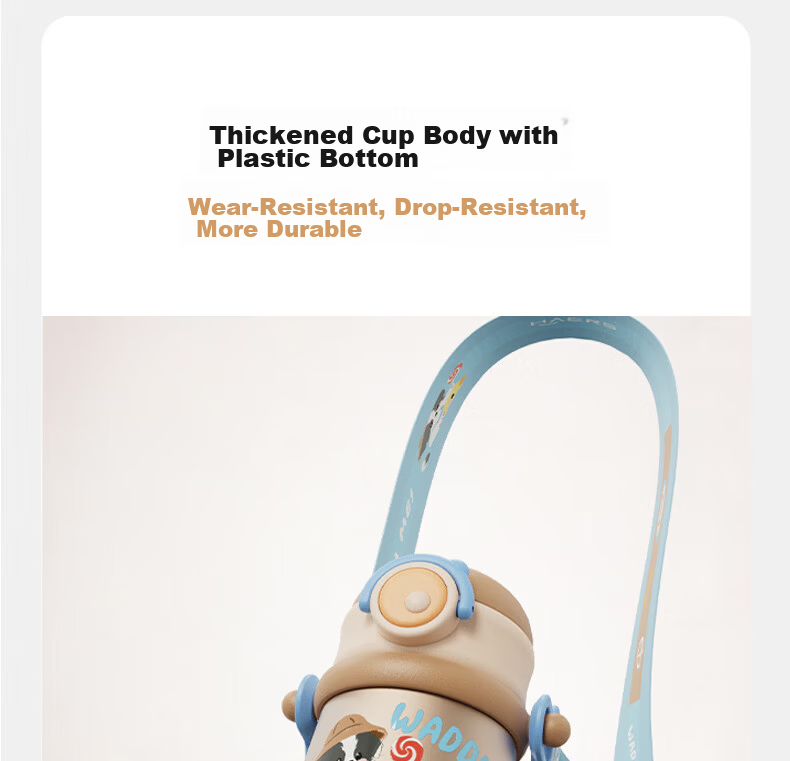 HAERS Baby Insulated Cup Ocean Blue Straw Training Cup Gravity Ball Anti-Choke Children's Water Bottle Children's Day Gift 26
