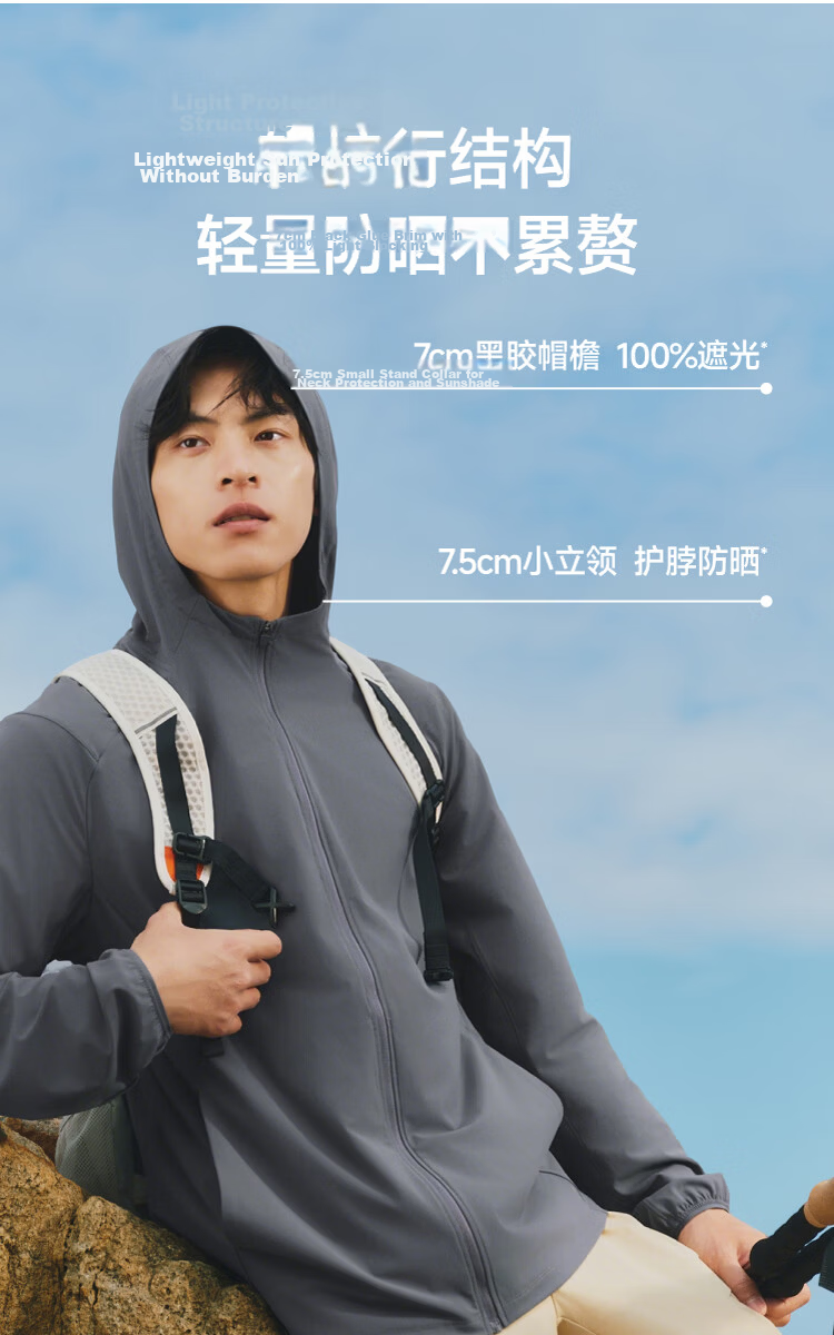 Beneunder Men's Sunscreen Jacket Thin Skin Coat UV Protection Breathable Outdoor Fishing AS023 Dark Gray S 16
