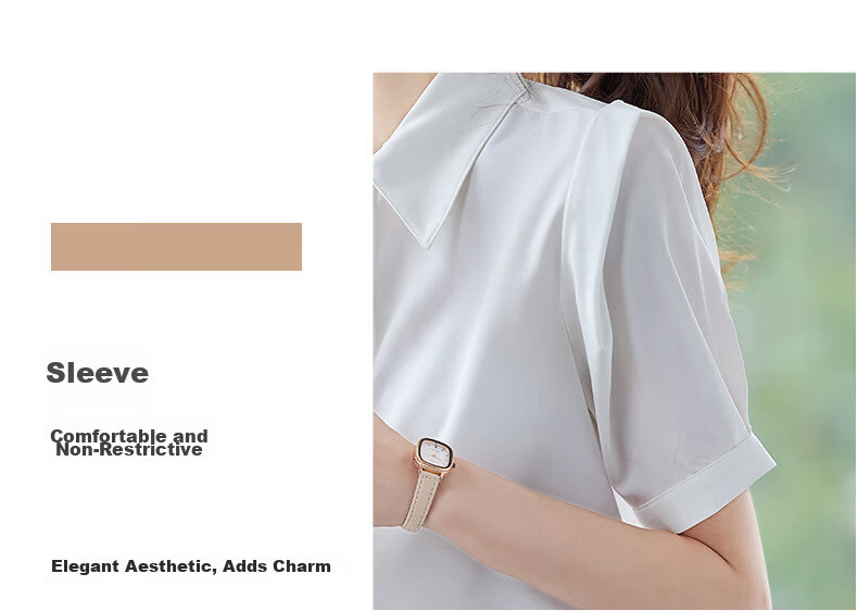 Jeanswest Women's Short Sleeve Shirt Summer College Style Slim Fit Formal Versatile Elegant White S 5