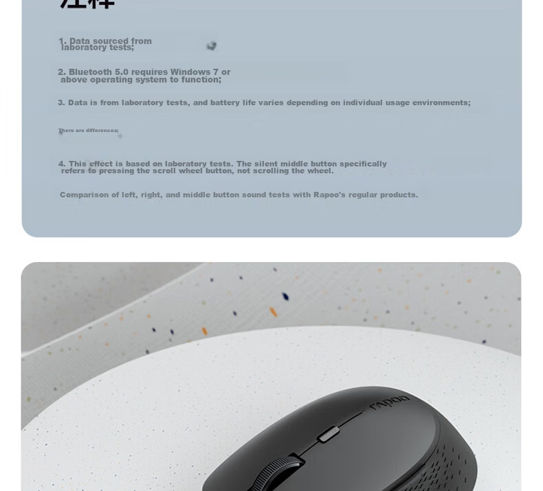 Rapoo MT750 Upgraded Large Hand Wireless/Bluetooth/Wired Multi-Mode Office Mouse Cross-Screen Transmission Ergonomic 5-Device Connection 10 Programmable Buttons Black 27