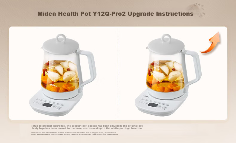 Midea 0 Glue Full Glass Fully Automatic Health Pot Tea Kettle Baby Water Boiler Constant Temperature Electric Kettle Tea Maker Flower Tea Pot 1.2L MK-YS12B103 1