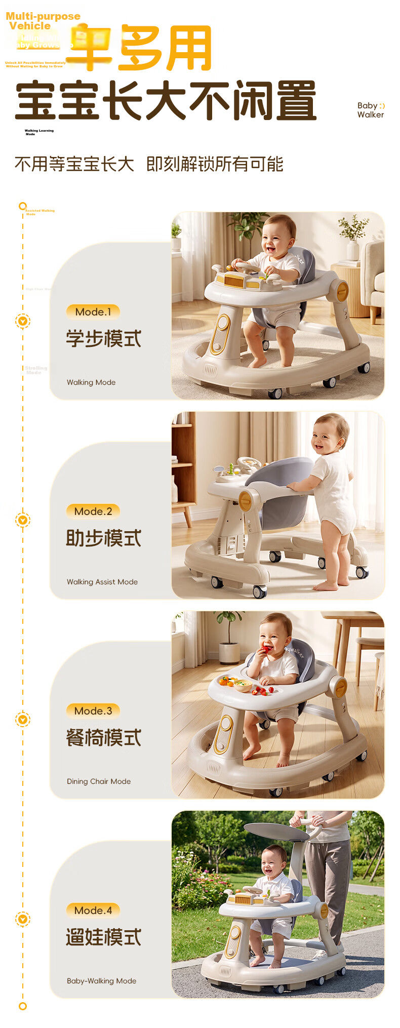DEERC Baby Walker for 7-15 Months, Anti-Rollover Design, Prevents O-Legged Babies, Push-Toys, Birthday Gift 3
