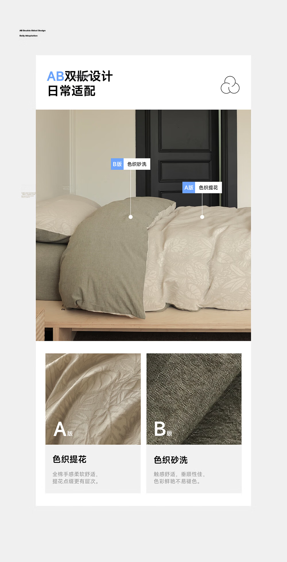 Inward Woven 100% Cotton Washed Yarn-Dyed Jacquard Four-Piece Bedding Set Green Leaf 1.8/2m Bed Sheet Style 12
