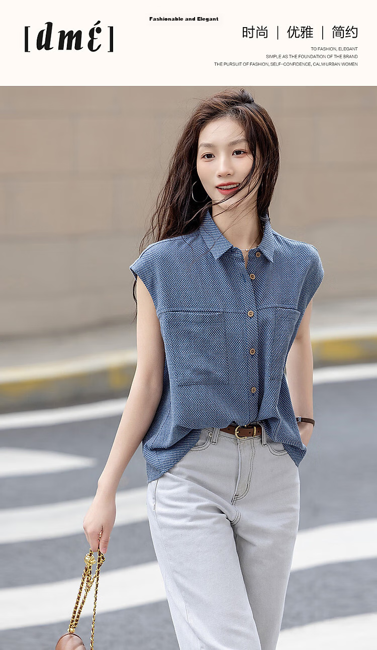 Dme Summer Light Oxygen Bar Breathable Linen Shirt Natural Wrinkle Vintage Check Comfortable Women's Blouse 1