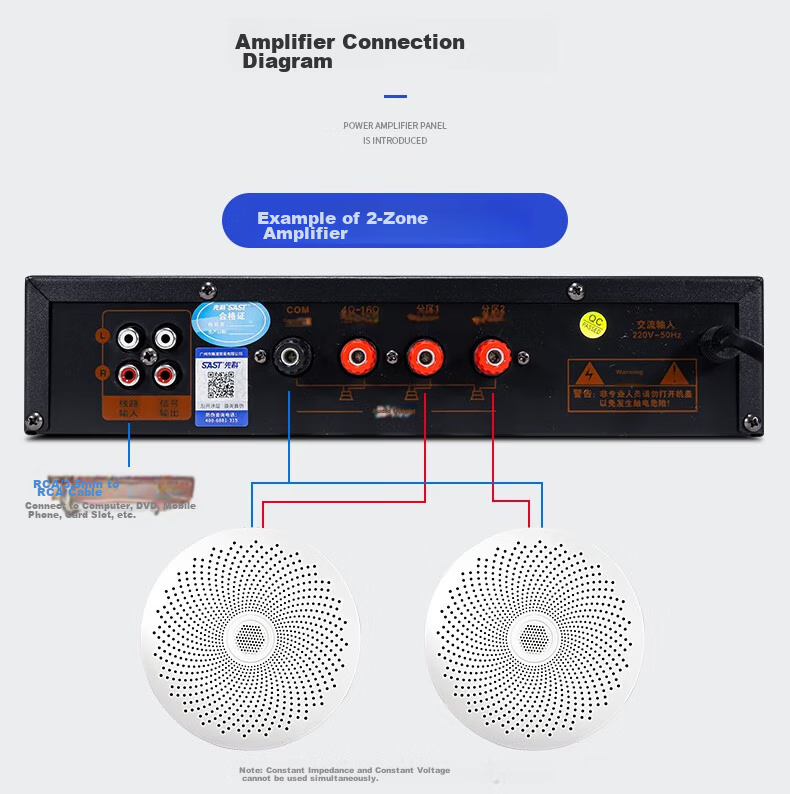 SAST Surface Mounted Ceiling Speaker Set Wired Wall Mount Ceiling Wireless Bluetooth Amplifier Home Background Music Store Mall PA Speaker 12